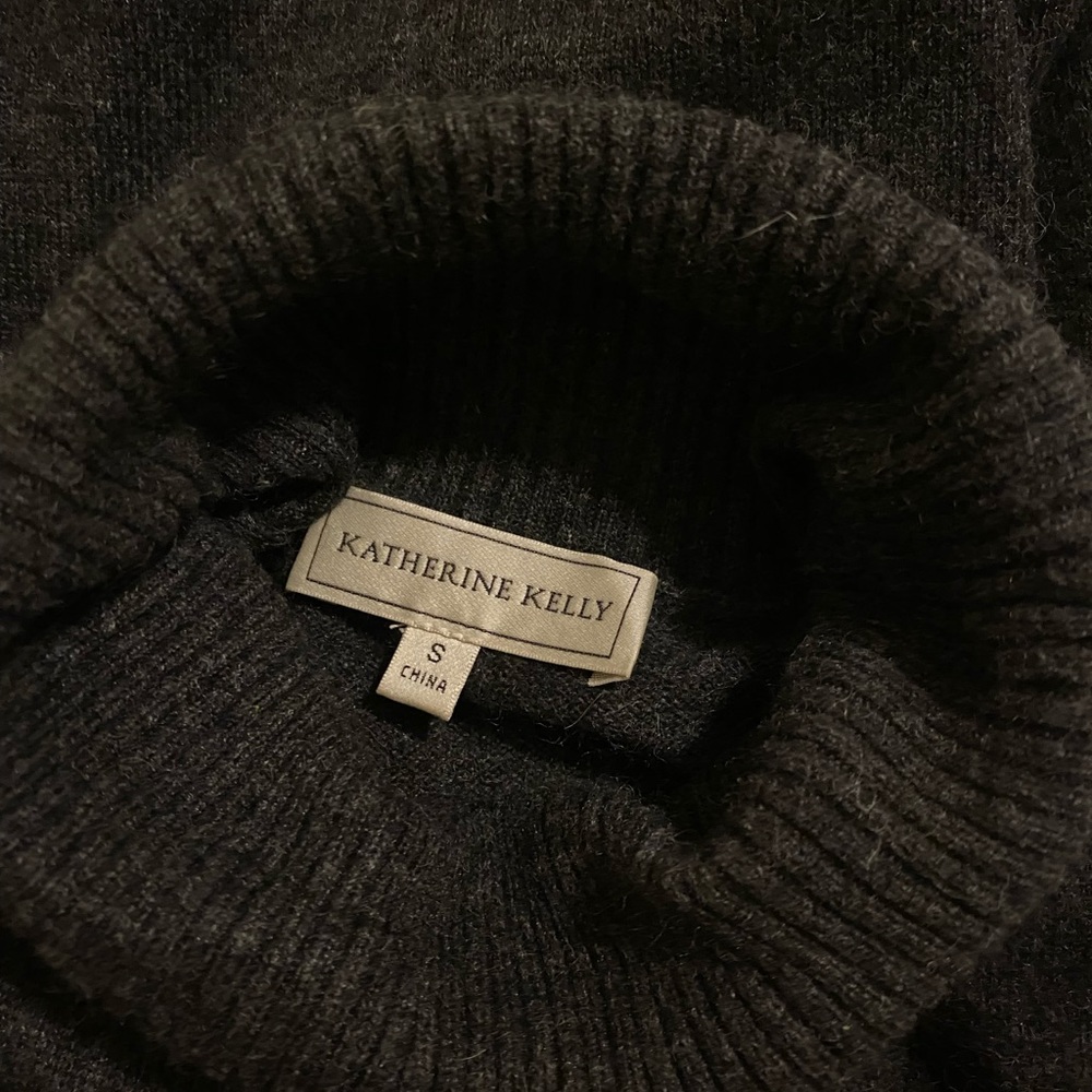 Katherine Kelly angora blend sleeveless turtleneck dark gray sweater dress - Picture 8 of 8